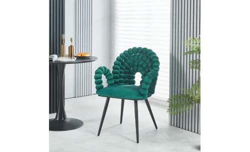 Set Masă Living Extensibilă KJT416 Neagră cu 4 Scaune KJC376 Verzi