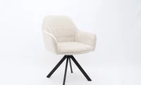 Set Masă Living Extensibilă CT241 Blat Sticlă Securizată Neagră cu 6 Scaune KJC3846 Bej