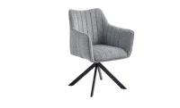 Set Masă Living Extensibilă Blat Ceramic Negru/Auriu DTM0105CS cu 6 Scaune KJC385 Gri