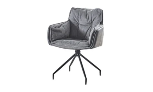 Set Masă Living Extensibilă Blat Ceramic Negru/Auriu DTM0105CS cu 6 Scaune KJC389 Gri