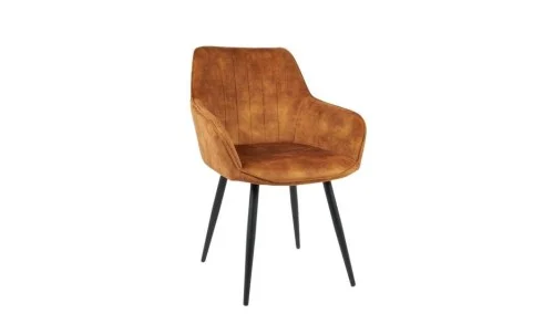 Set Masă Living Extensibilă Blat Ceramic KJT416 Alb-Cappuccino cu 4 Scaune KJC4343 Portocalii