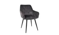 Set Masă Living Extensibilă Blat Ceramic Salvadore Gri/Negru Mat cu 4 Scaune Living KJC4344 Gri Închis 2