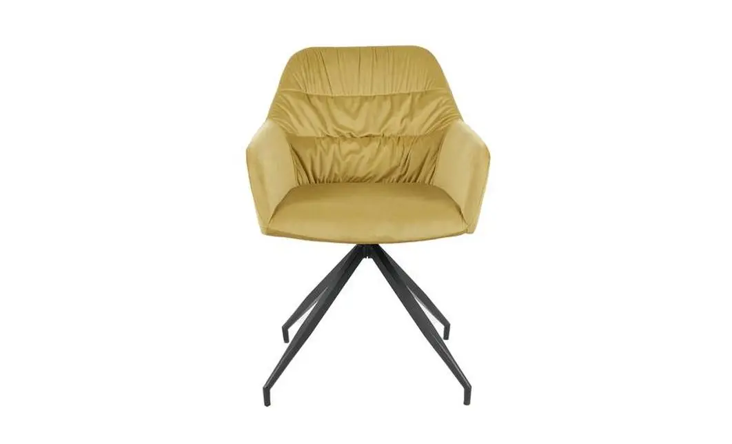 Set Masă Living Extensibilă Blat Ceramic Negru/Auriu DTM0105CS cu 6 Scaune KJC4345 Muștar