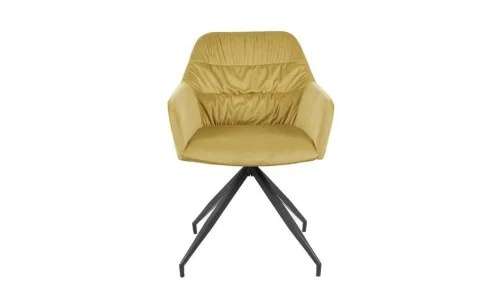 Set Masă Living Extensibilă Blat Ceramic Negru/Auriu DTM0105CS cu 6 Scaune KJC4345 Muștar