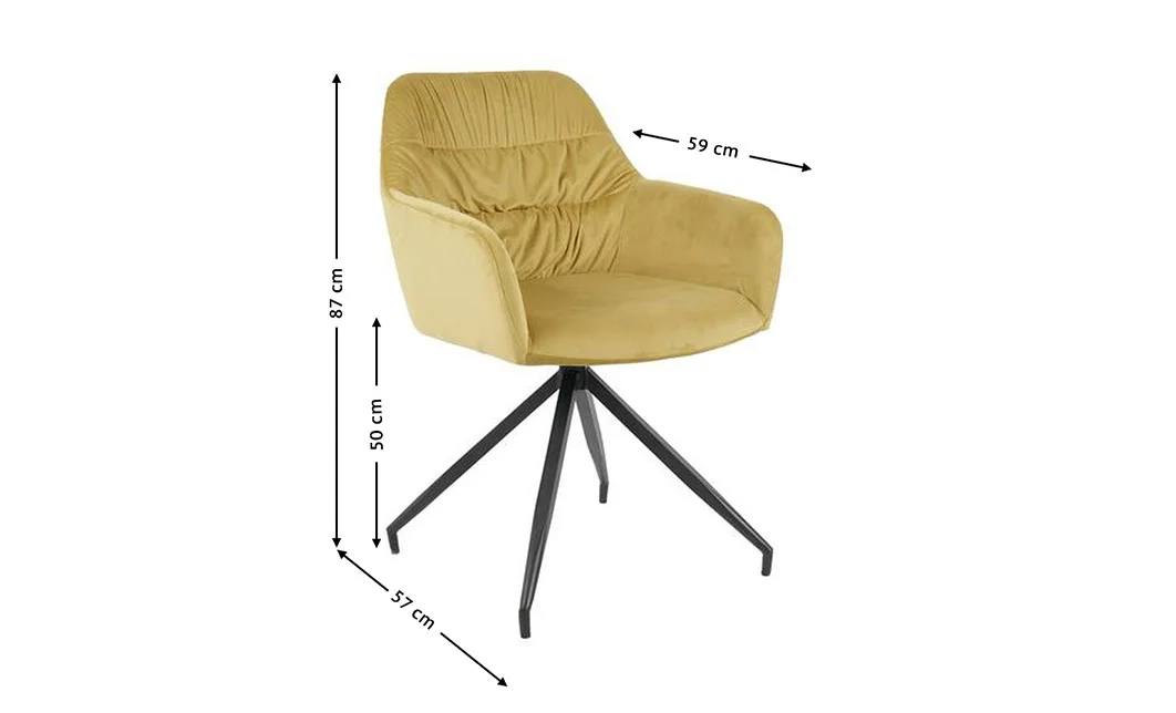 Set Masă Living Extensibilă Blat Ceramic Negru/Auriu DTM0105CS cu 6 Scaune KJC4345 Muștar