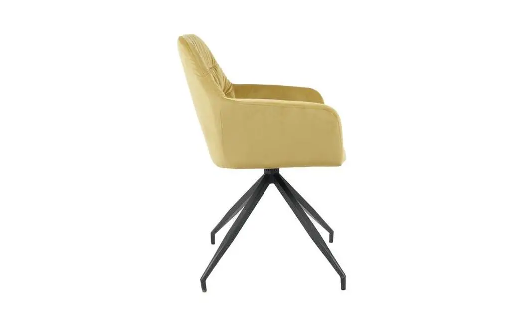 Set Masă Living Extensibilă Blat Ceramic Negru/Auriu DTM0105CS cu 6 Scaune KJC4345 Muștar