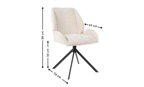 Set Masă Living Extensibilă CT163 Blat Ceramic Alb cu 4 Scaune Rotative KJC4347 Bej