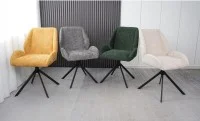 Set Masă Living Extensibilă CT163 Blat Ceramic Alb cu 4 Scaune Rotative KJC4347 Bej 7