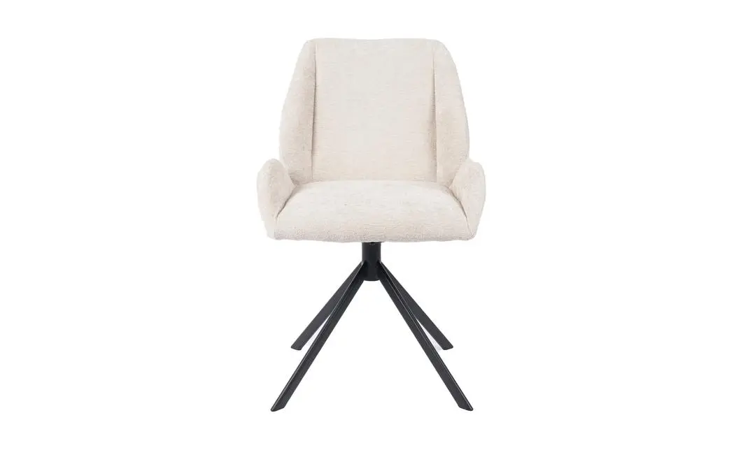 Set Masă Living Extensibilă CT163 Blat Ceramic Alb cu 4 Scaune Rotative KJC4347 Bej 2