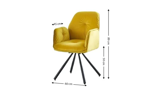 Set Masă Living Extensibilă DTM0405CS Blat Ceramic Bej cu 6 Scaune Rotative KJC80 Galbene