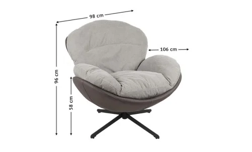 Fotoliu Rotativ KJLC062A Gri Deschis