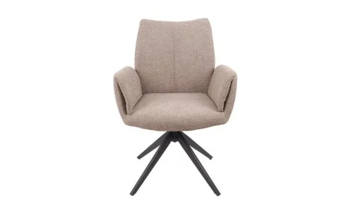 Set Masă Living Extensibilă CT163 Blat Ceramic Alb cu 4 Scaune Rotative KJC77 Maro