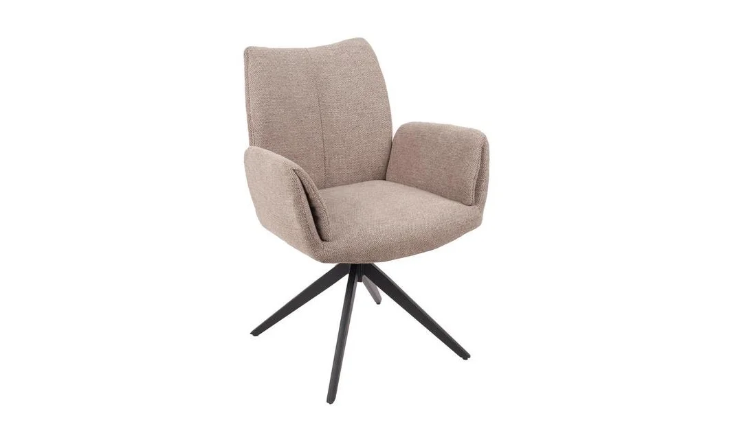 Set Masă Living Extensibilă CT163 Blat Ceramic Alb cu 4 Scaune Rotative KJC77 Maro 3