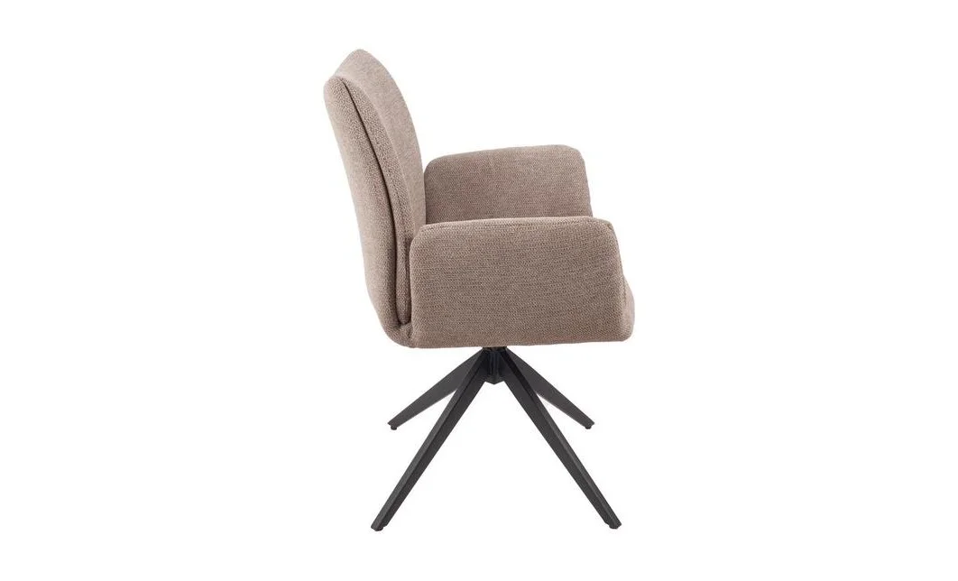 Set Masă Living Extensibilă CT163 Blat Ceramic Alb cu 4 Scaune Rotative KJC77 Maro 4