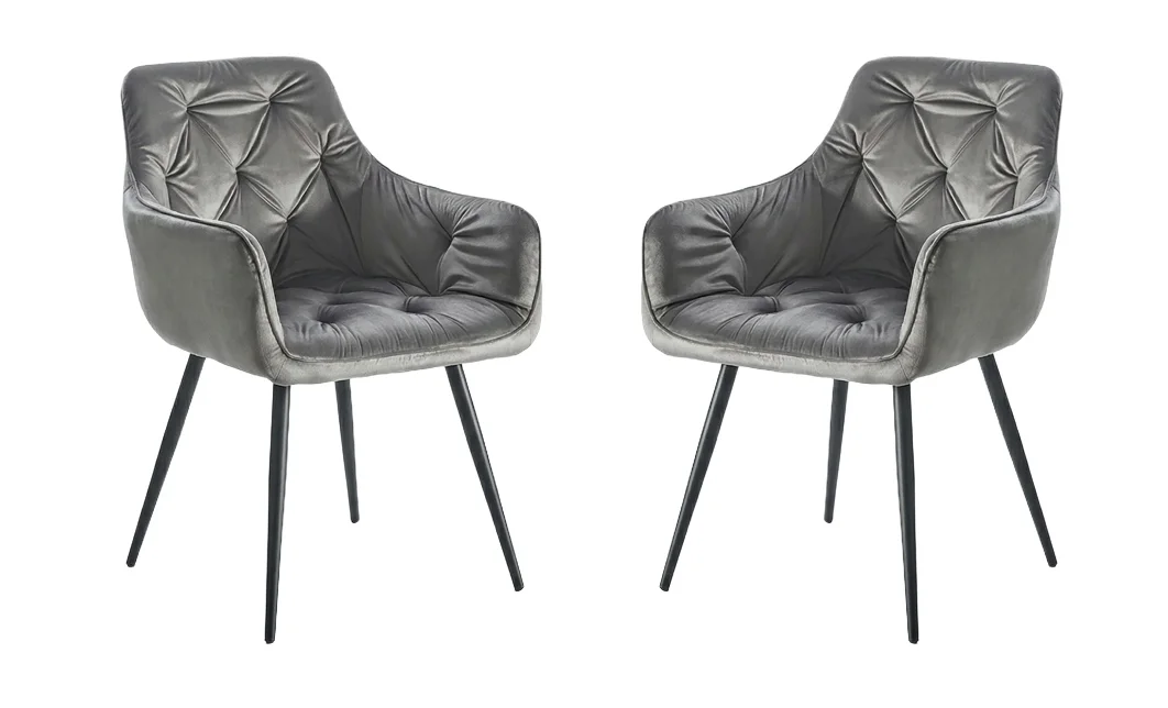 Set 2 Scaune Living Tapițate KJC38 Gri