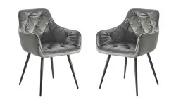 Set 2 Scaune Living Tapițate KJC38 Gri