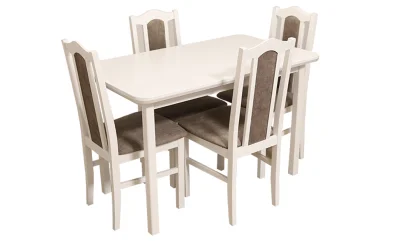 Set Masă Living Max 4 alba cu 4 Scaune Boss II 18A