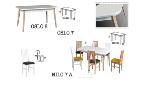 Set Masă Living Oslo 8 cu 6 Scaune Nilo 7