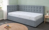 Pat Tapițat de Colț Claudia 90x200, Aragon 93, Gri Albăstrui