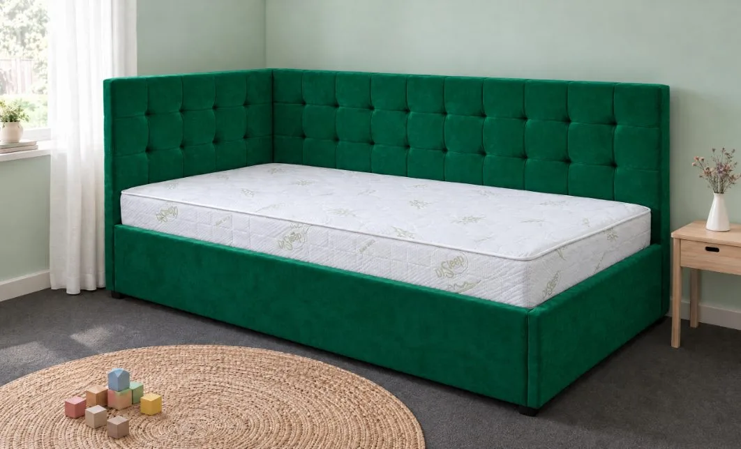 Pat Tapițat de Colț Claudia 90x200, Fresh 13, Verde Smarald