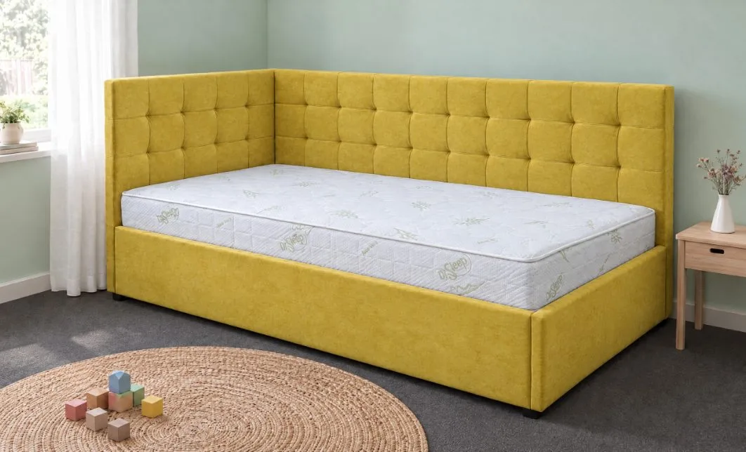 Pat Tapițat de Colț Claudia 90x200, Lemon 43, Galben Muștar