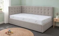 Pat Tapițat de Colț Claudia 120x200, Nice Velvet 5, Crem Deschis