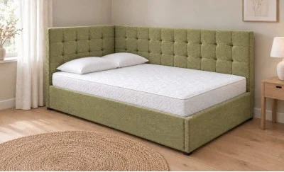 Pat Tapițat de Colț Claudia 180x200, Aragon 35, Verde Olive