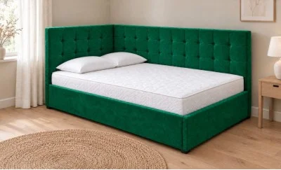 Pat Tapițat de Colț Claudia 180x200, Fresh 13, Verde Smarald