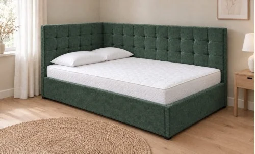 Pat Tapițat de Colț Claudia 180x200, Nice Velvet 15, Verde Brad