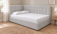 Pat Tapițat de Colț Claudia 180x200, Nice Velvet 2, Bej Deschis