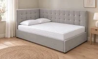 Pat Tapițat de Colț Claudia 180x200, Nice Velvet 5, Crem Deschis