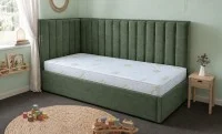 Pat Tapițat de Colț Klaus 90x200, Aragon 39, Verde Închis