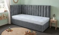 Pat Tapițat de Colț Klaus 90x200, Nice Velvet 23, Gri Închis