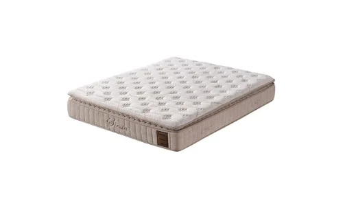 Set Pat Tapițat cu Saltea Siesta Plus și Somieră Rabatabilă, Bej, 140x200
