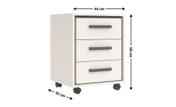 Suport de Masă Prime KON3S cu 3 Sertare, Cashmir / Negru